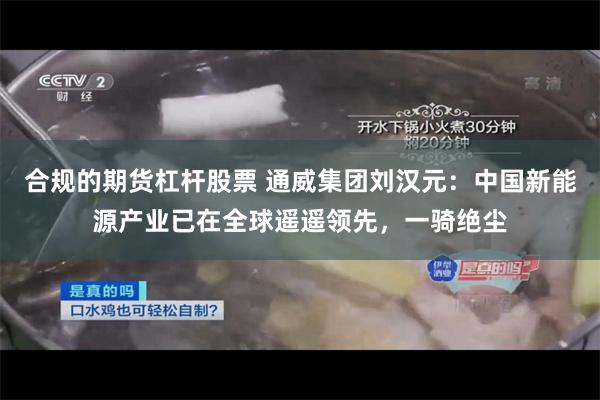 合规的期货杠杆股票 通威集团刘汉元：中国新能源产业已在全球遥遥领先，一骑绝尘