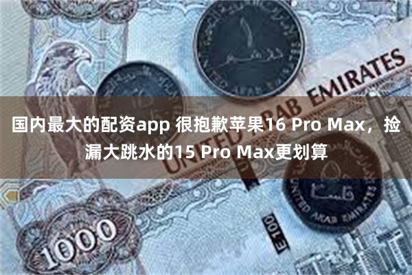 国内最大的配资app 很抱歉苹果16 Pro Max，捡漏大跳水的15 Pro Max更划算